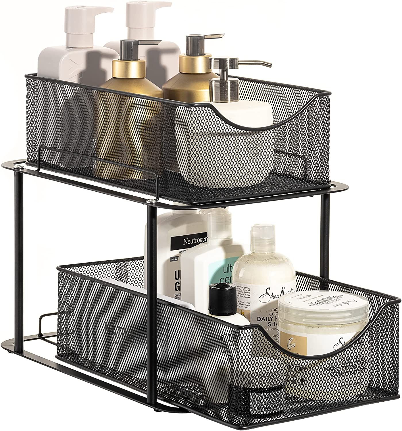 Sorbus 2 Tier Under the Sink Organizer Baskets with Mesh Sliding Drawers —Ideal for Cabinet, Co... | Amazon (US)
