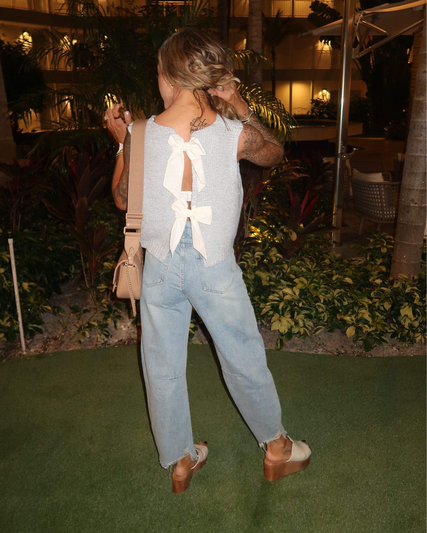 Obsessed w/ this top is an understatement🥹🤎🎀 it’s perfectly oversized, has the cutest detailing on the back, comes in several colors! Could be a perfect year round go to top! I’m in the small. 

Jeans are also Amazon & I’m in the 2! Very baggy & comfy! 👖shoes are old from from Freebird but I linked similar! 

Amazon fashion / style / ootd / casual / honeymoon / comfy / cute / bows / barrel jeans / affordable style / Holley Gabrielle / resort wear / vacation / gravel 

#LTKSeasonal #LTKFindsUnder50 #LTKStyleTip