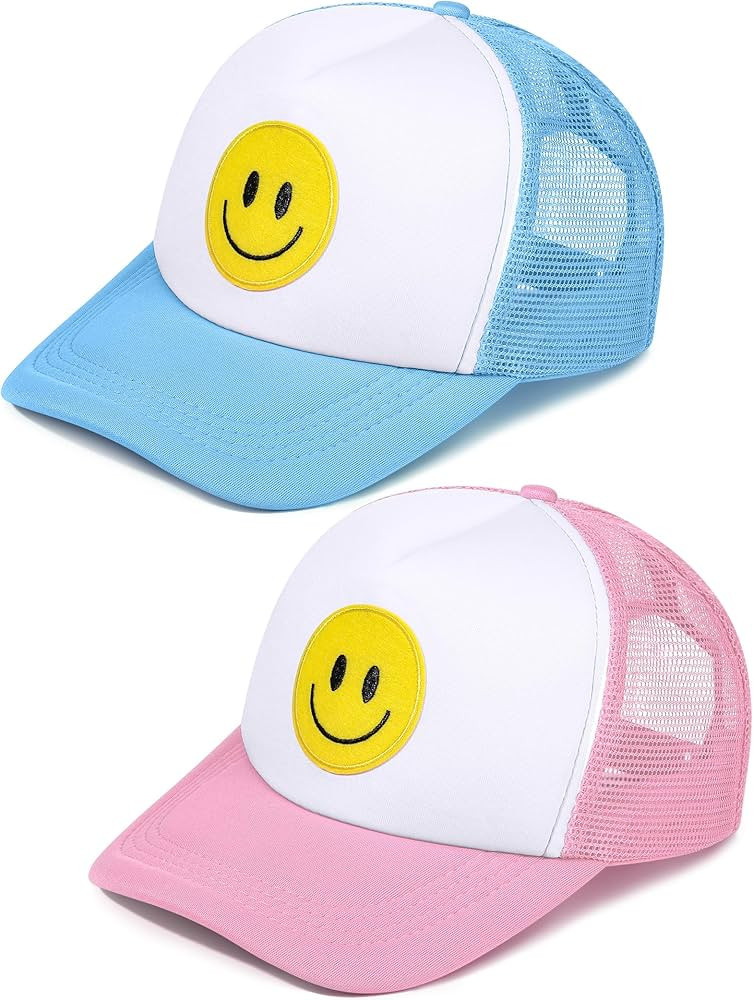 Cozypower 2 Pcs Smile Face Baseball Cap Smile Trucker Hat Mesh Adjustable Baseball Cap Retro Prep... | Amazon (US)