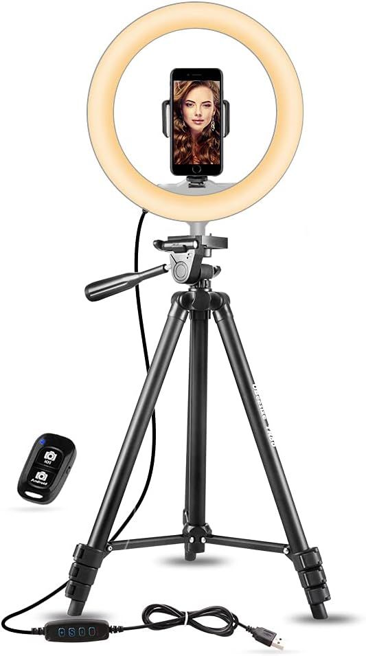 UBeesize 10" Selfie Ring Light with 50" Extendable Tripod Stand & Phone Holder for Live Stream/Ma... | Amazon (US)