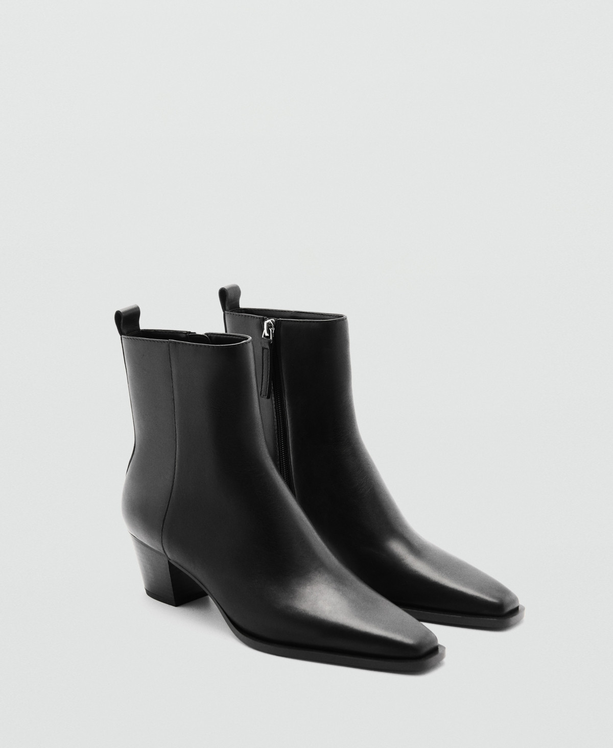 Mango Women's Block Heel Leather Ankle Boots - Black | Macy's
