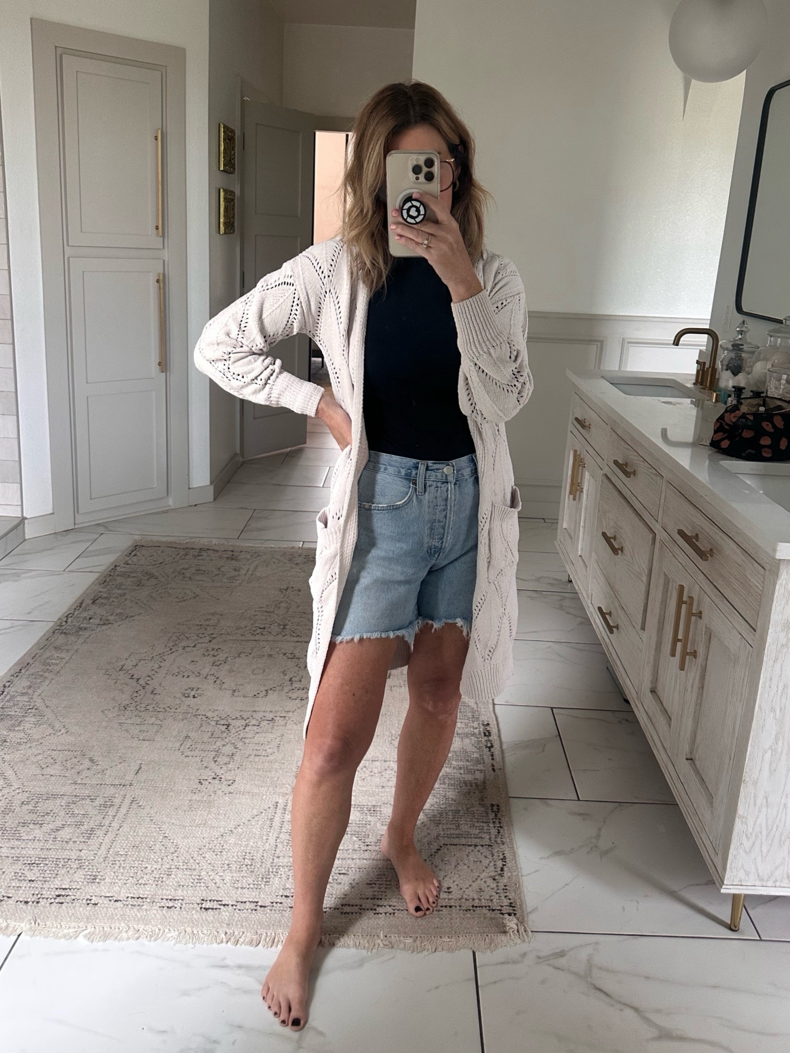 Styled look 
I wear a size 27 in Parker long shorts 

#LTKStyleTip #LTKOver40