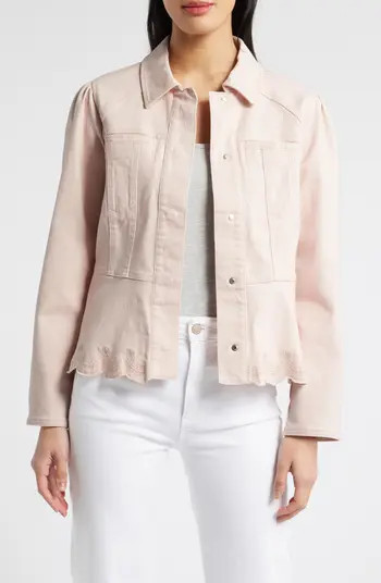 Puff Shoulder Peplum Denim Jacket | Nordstrom