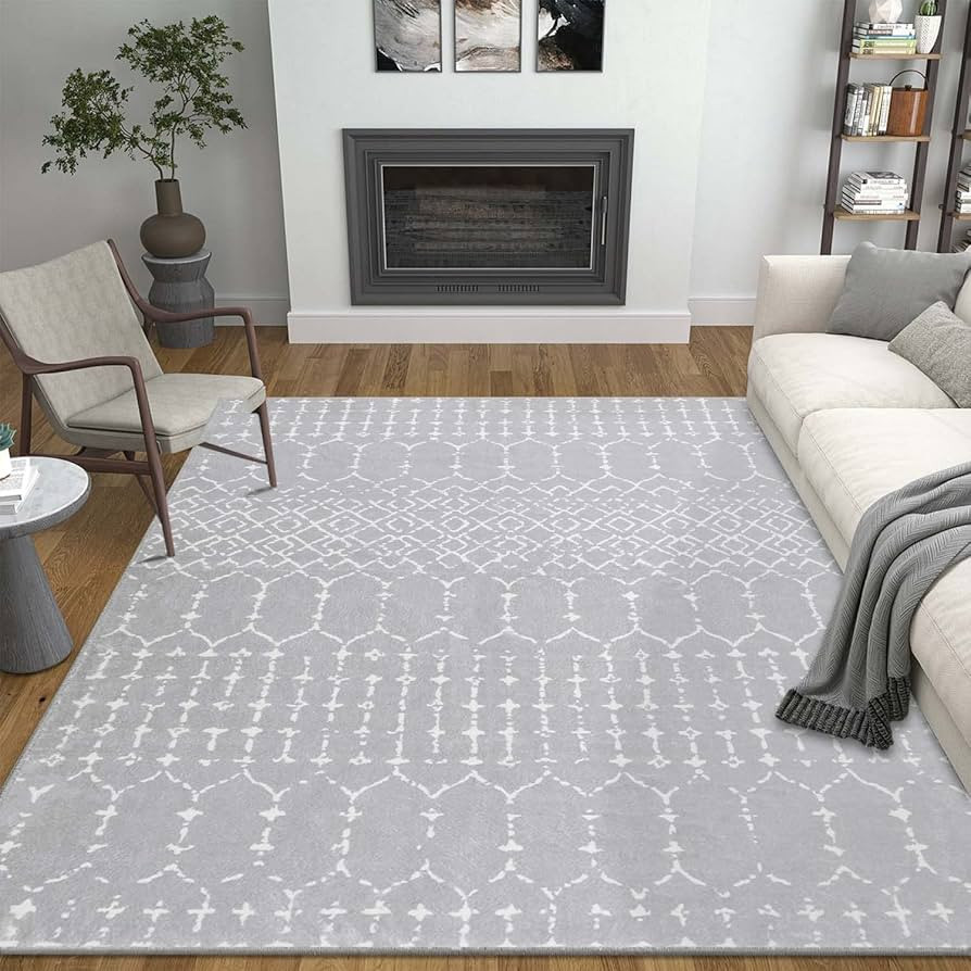 Seavish Moroccan Trellis Rug 5x7 Light Grey Rugs for Living Room Machine Washable Vintage Distres... | Amazon (US)