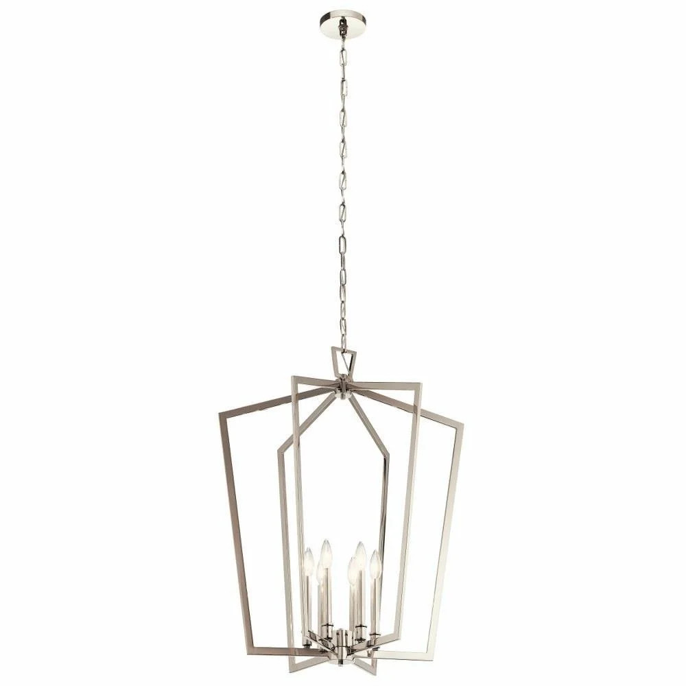 Coastal Modern Farmhouse Six Light Chandelier-Polished Nickel Finish Bailey Street Home 147-Bel-3... | Walmart (US)
