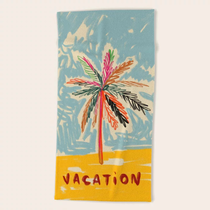 VACATION PALM TREE Beach Towel | Society6