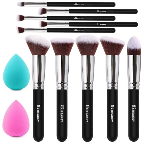 BEAKEY Professional Makeup Brush Set, Ultimate Glamour Make up Brushes for Eye and Face, Foundation, Eyeshadow, Eye Shadow, Concealer, with 2 Blender Sponge for Flawless Application | Amazon (US)