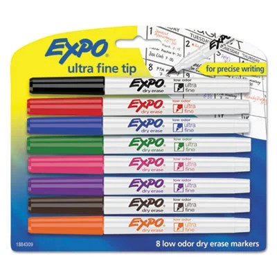 Low-Odor Dry-Erase Marker, Ultra Fine Point, Assorted, 8/set | Walmart (US)