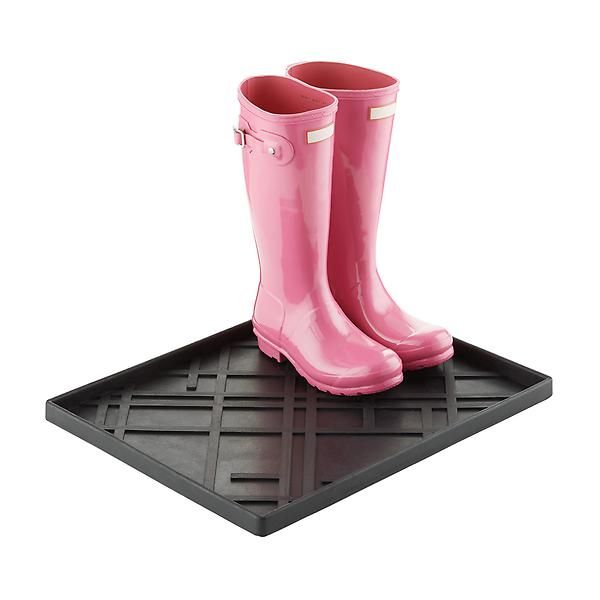 Medium Black Lines Shoe & Boot Tray | The Container Store