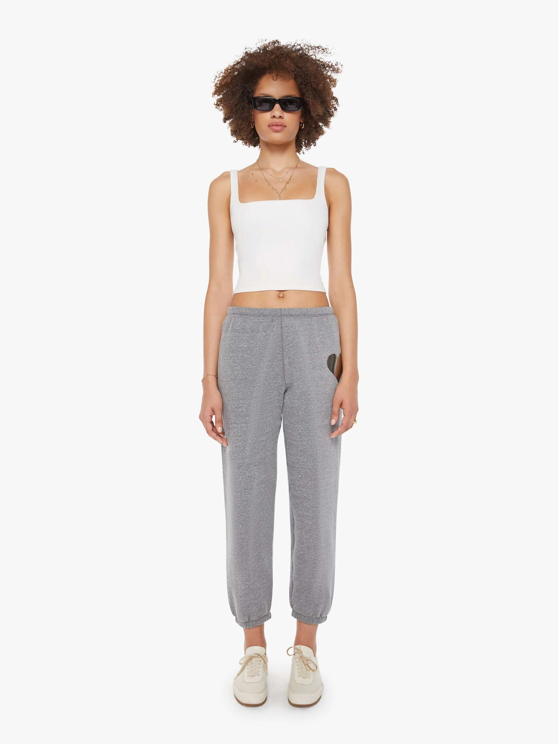 SPRWMN Heart Sweatpants - Dark Heather Grey | Mother Denim