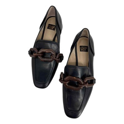 Louise Et Cie Emlen Tortoise Chain Black Leather Classic Loafer Size 6 | eBay US
