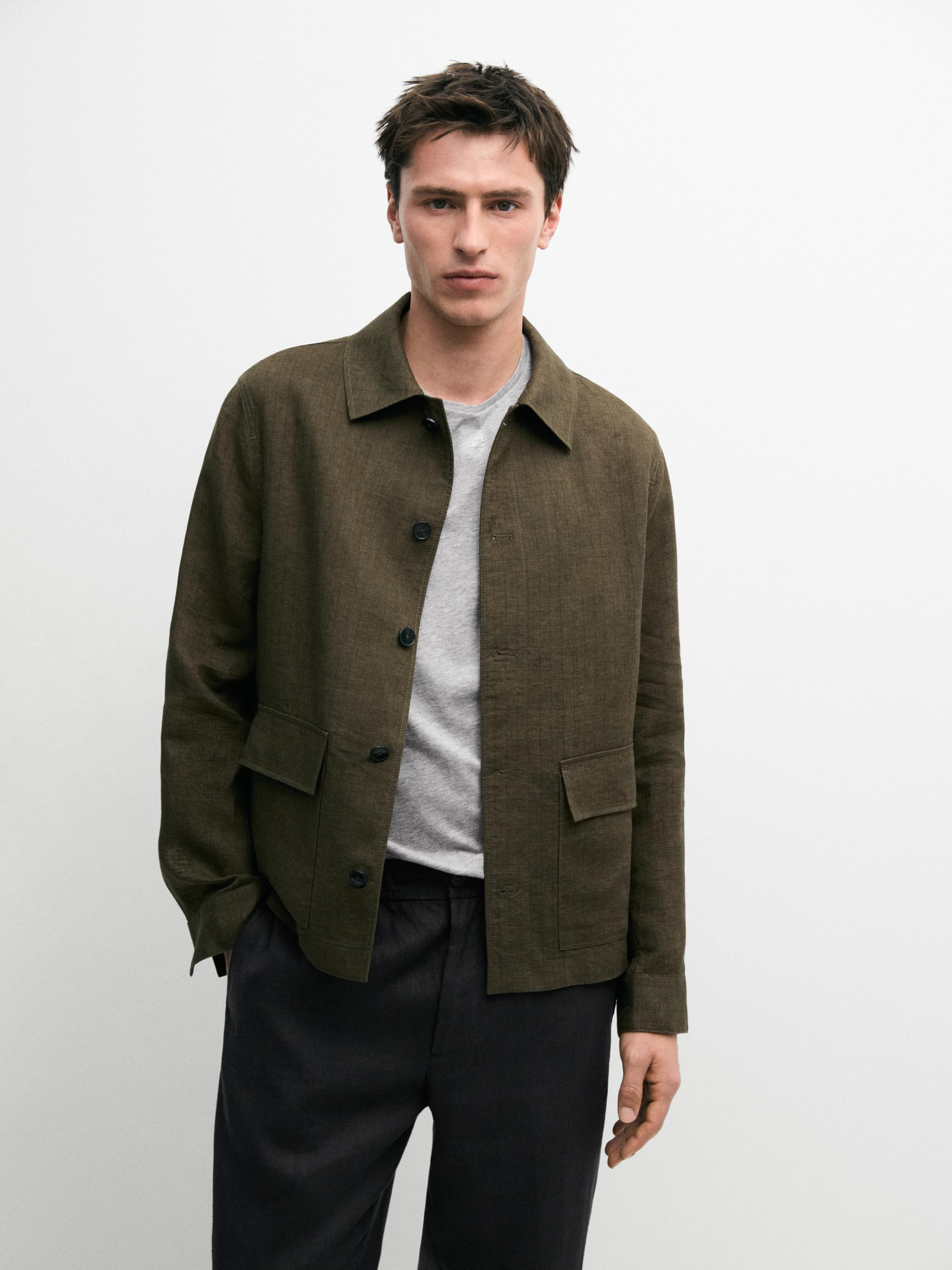 100% linen overshirt with pockets | Massimo Dutti UK