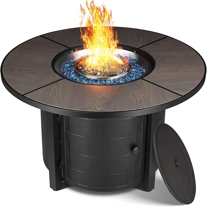 TLGREEN Propane Fire Pit Table 42in, 50,000 BTU Auto-Ignition Round Gas Fire Pits for Outside Pat... | Amazon (US)