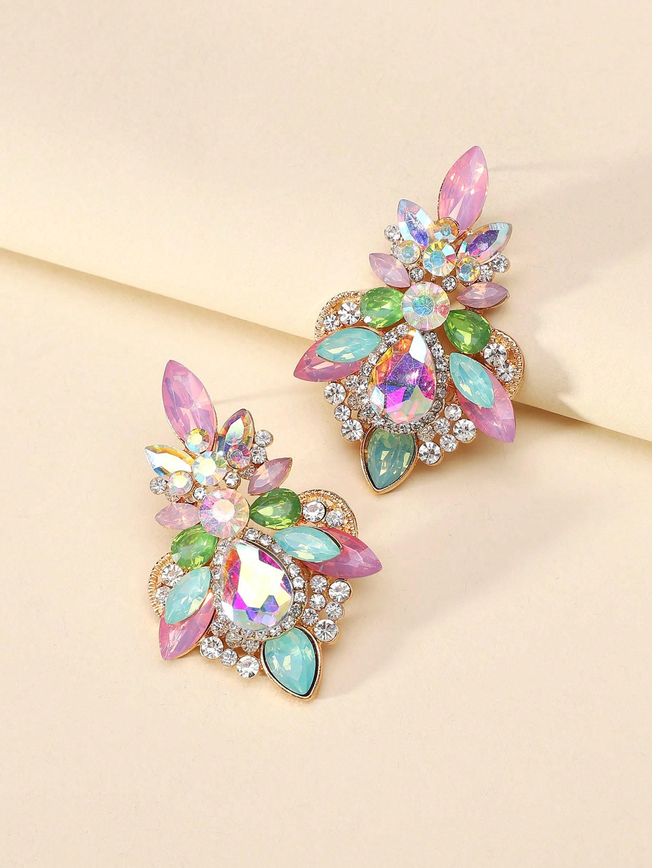 1 paar luxe glas versierd dubbellaags geometrisch ontwerp modieuze elegante damesoorbellen | SHEI... | SHEIN