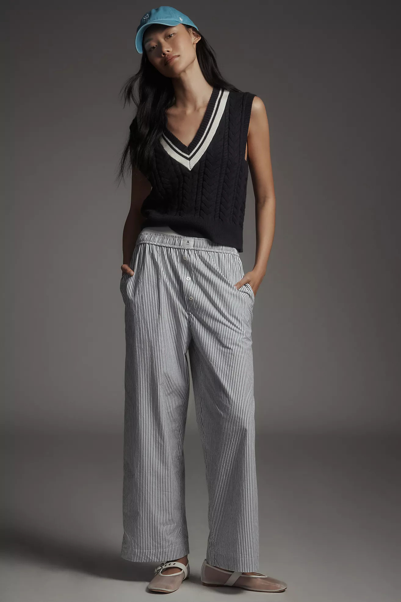 By Anthropologie Stripe Cotton Boxer Pyjama Bottoms | Anthropologie (UK)