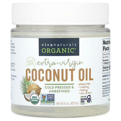 Viva Naturals, Organic Extra-Virgin Coconut Oil, 16 fl oz (473 ml) | iHerb