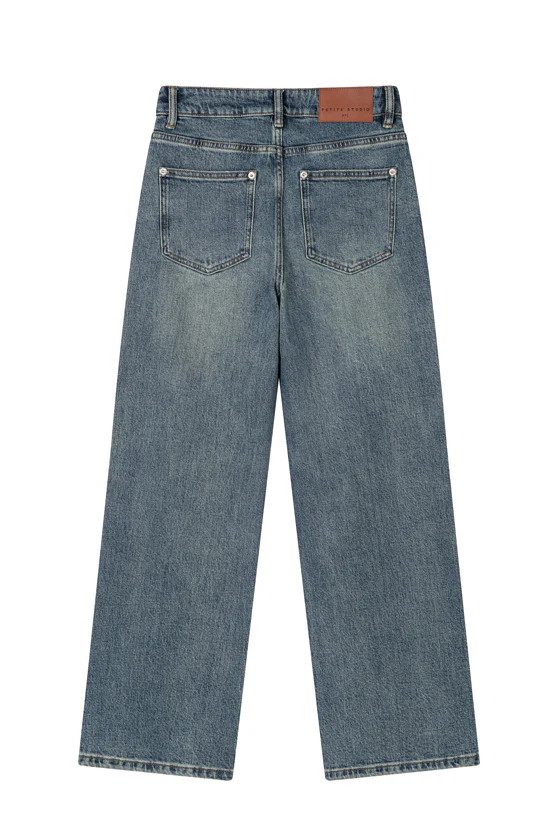 Cayden Mid Rise Straight Leg Jeans - Blue | Petite Studio NYC