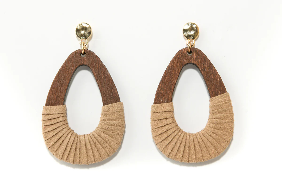 Wood and Suede Teardrop Earrings | Charming Charlie