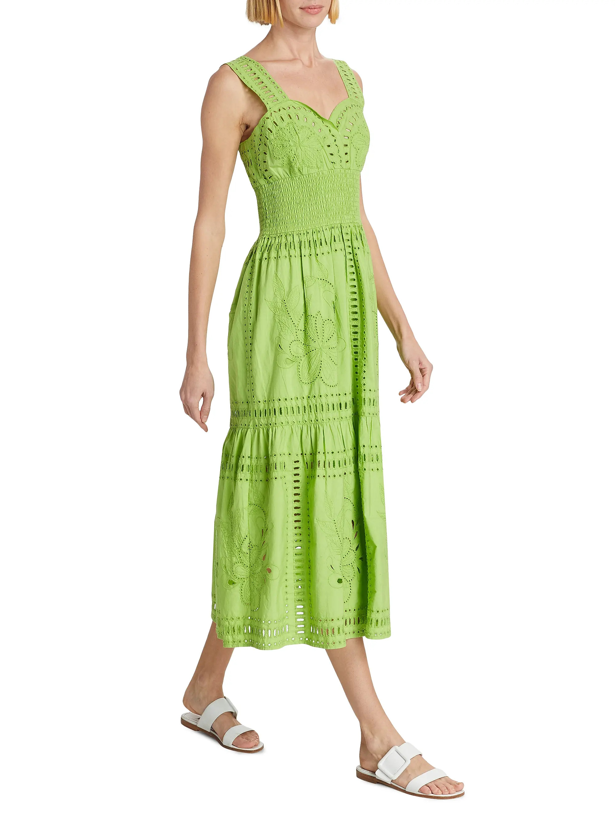 Fawn Eyelet Sweetheart Midi-Dress | Saks Fifth Avenue