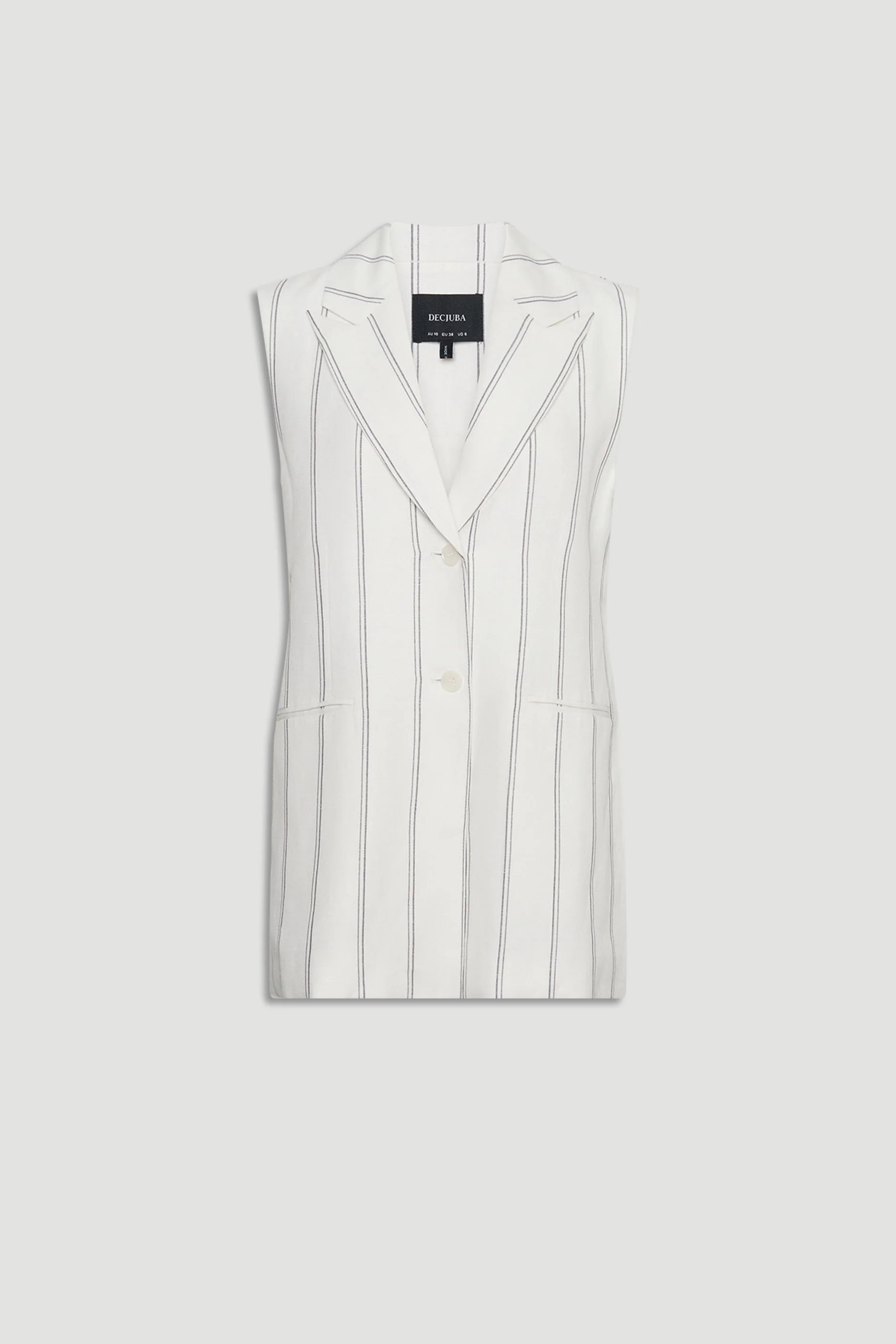 Paige Linen Blend Vest - Vanilla Stripe | DECJUBA