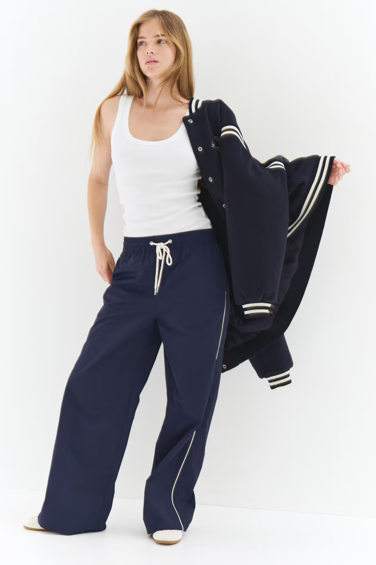 Nylon Drawstring Pants - Dark blue - Ladies | H&M US | H&M (US + CA)