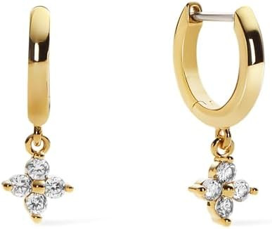 Ana Luisa Huggie Hoop Earrings - Solitaire Pendant Charm Earring - Dainty Hoop Earrings in 14K Go... | Amazon (US)