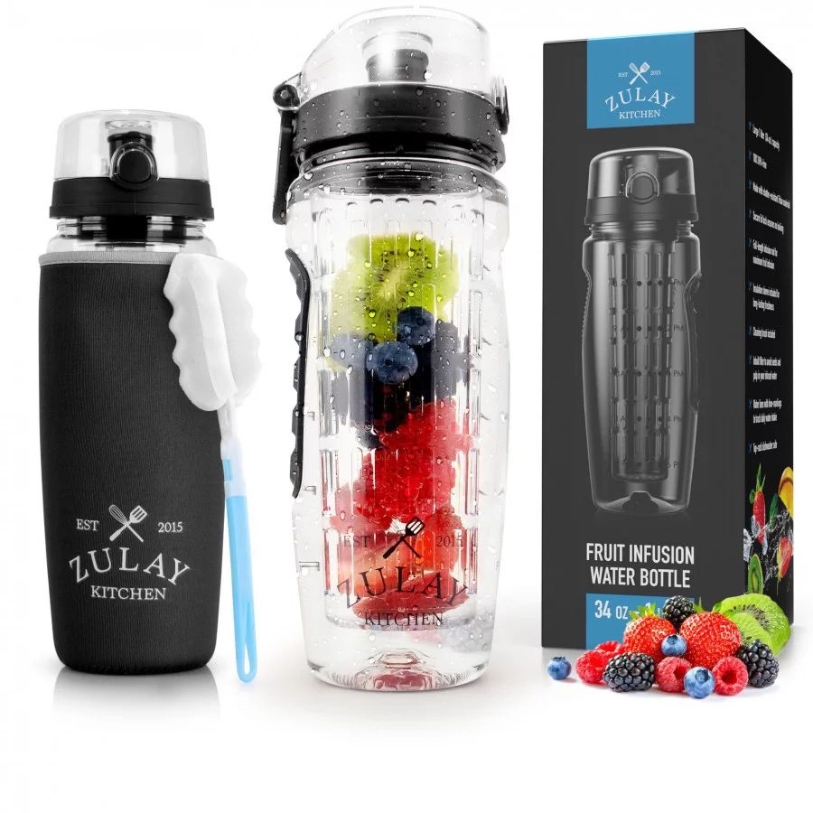 Zulay Kitchen Portable Water Bottle with Fruit Infuser for Healthy & Delicious Hydration  34oz wi... | Walmart (US)
