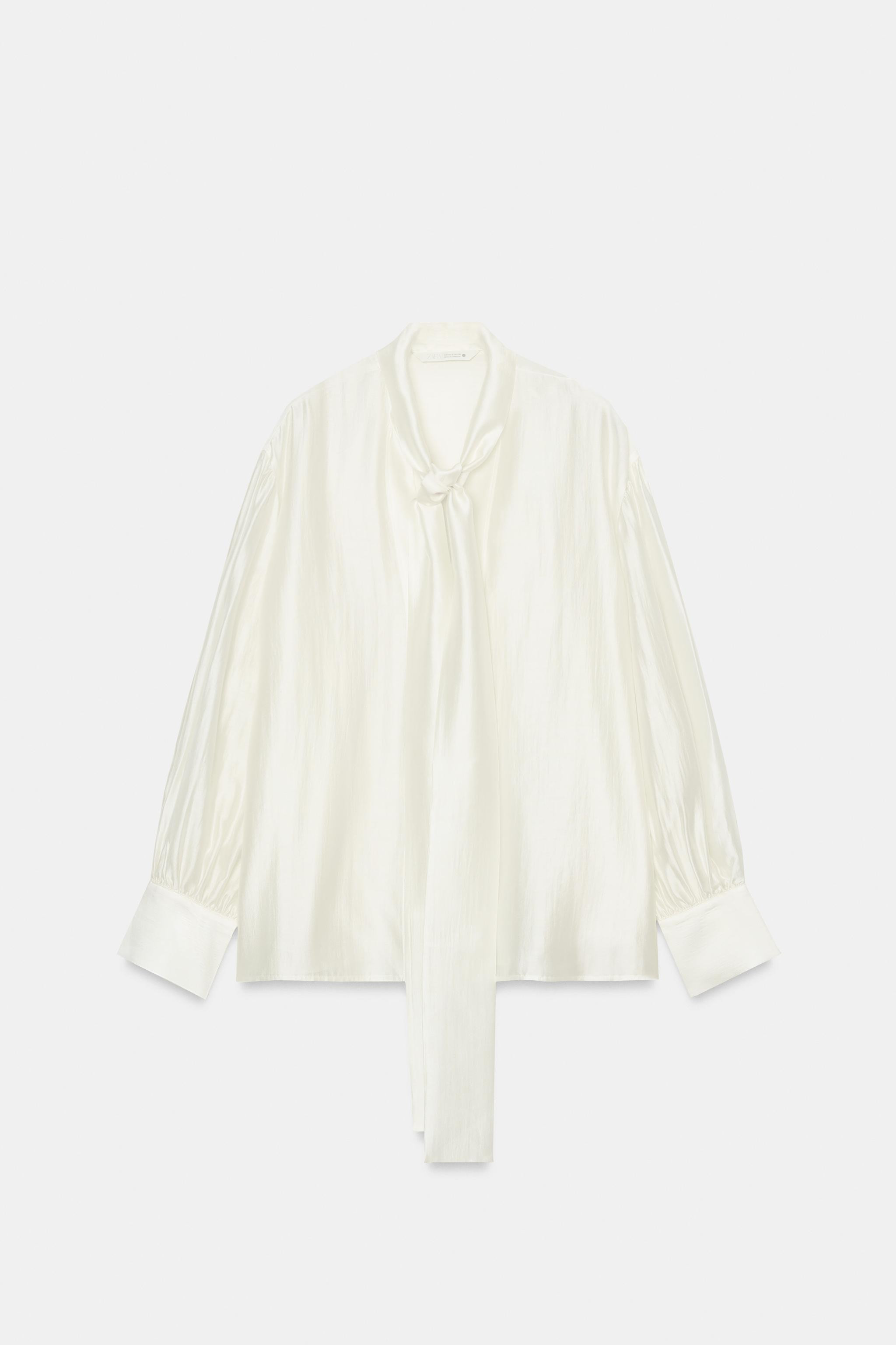 ZW COLLECTION SATIN EFFECT TIE SHIRT | Zara US