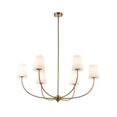 6-light 40" Wide Vintage Chandelier With White Fabric Shade | Wayfair North America