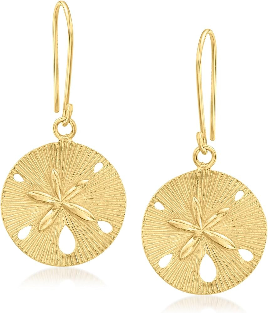 Ross-Simons 18kt Gold Over Sterling Textured and Polished Sand Dollar Drop Earrings | Amazon (US)