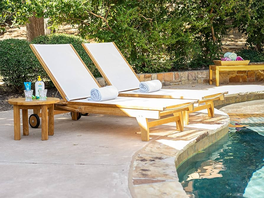 White Lucia Outdoor Teak Lounger | Amazon (US)