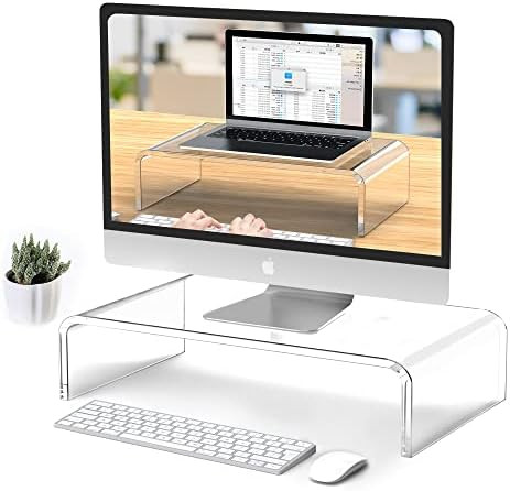 AboveTEK Acrylic Monitor Stand, Premium Large Monitor Riser 20 inch, Crystal Clear Acrylic Comput... | Amazon (US)