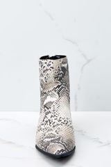Hard To Miss Beige Snake Print Boots | Red Dress 