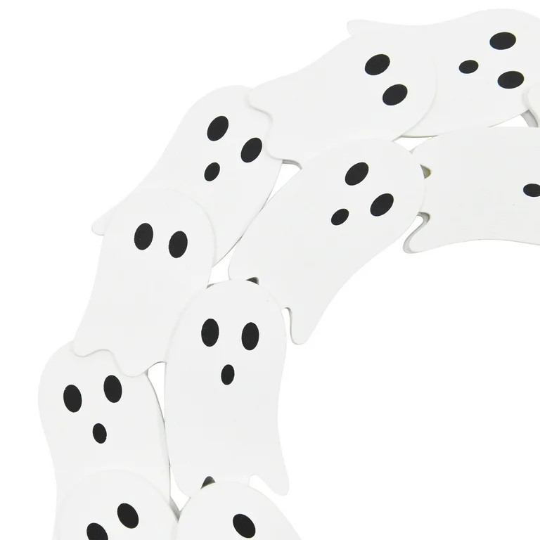 Halloween Wooden White Ghost Wreath, 12-Inch, by Way To Celebrate | Walmart (US)