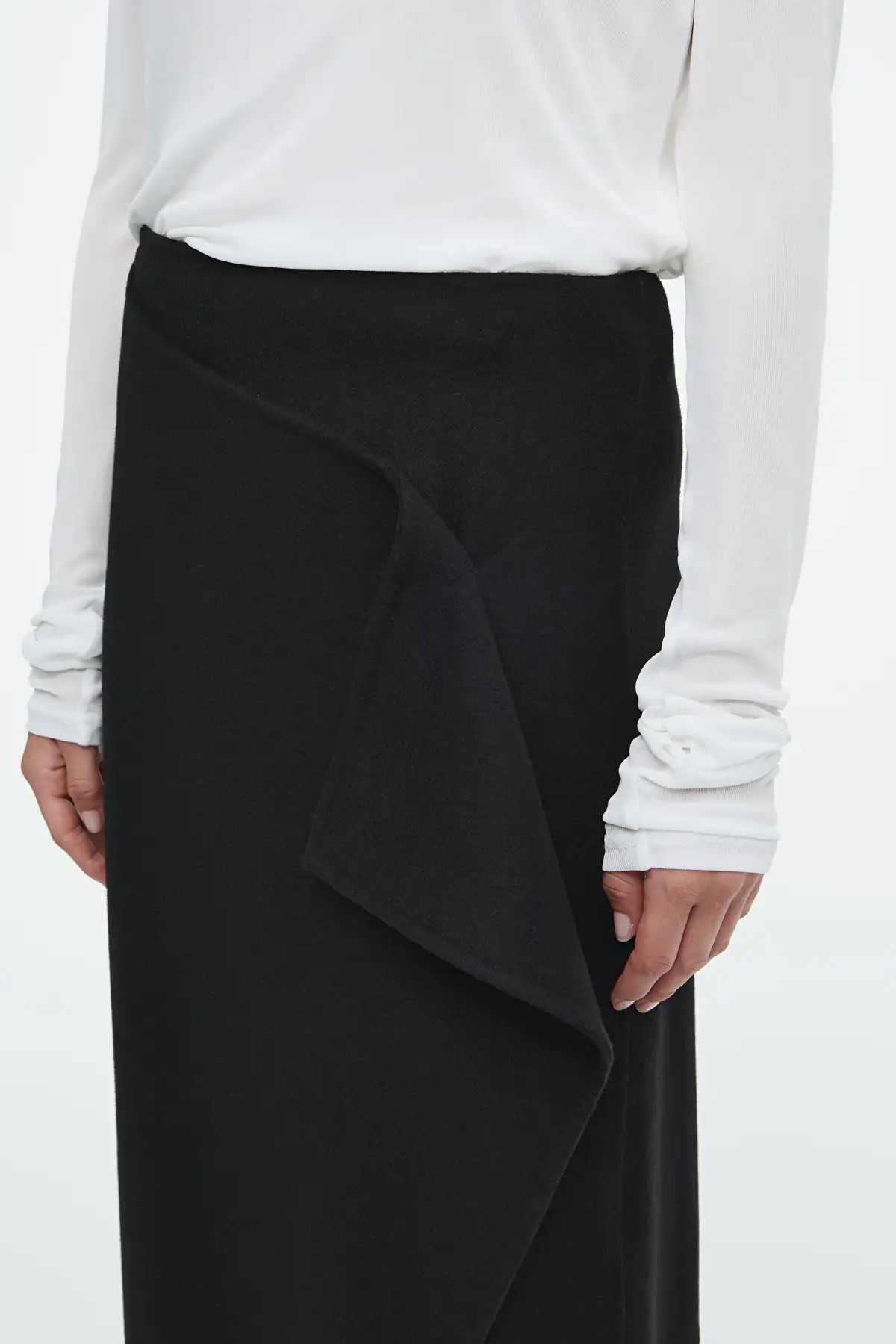 FRINGED WOOL MIDI WRAP SKIRT | COS UK
