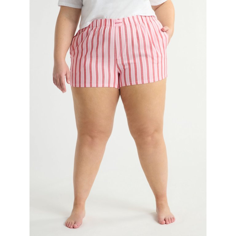 Joyspun Women's and Women’s Plus Woven Pajama Boxer Shorts, Sizes XS to 3X - Walmart.com | Walmart (US)