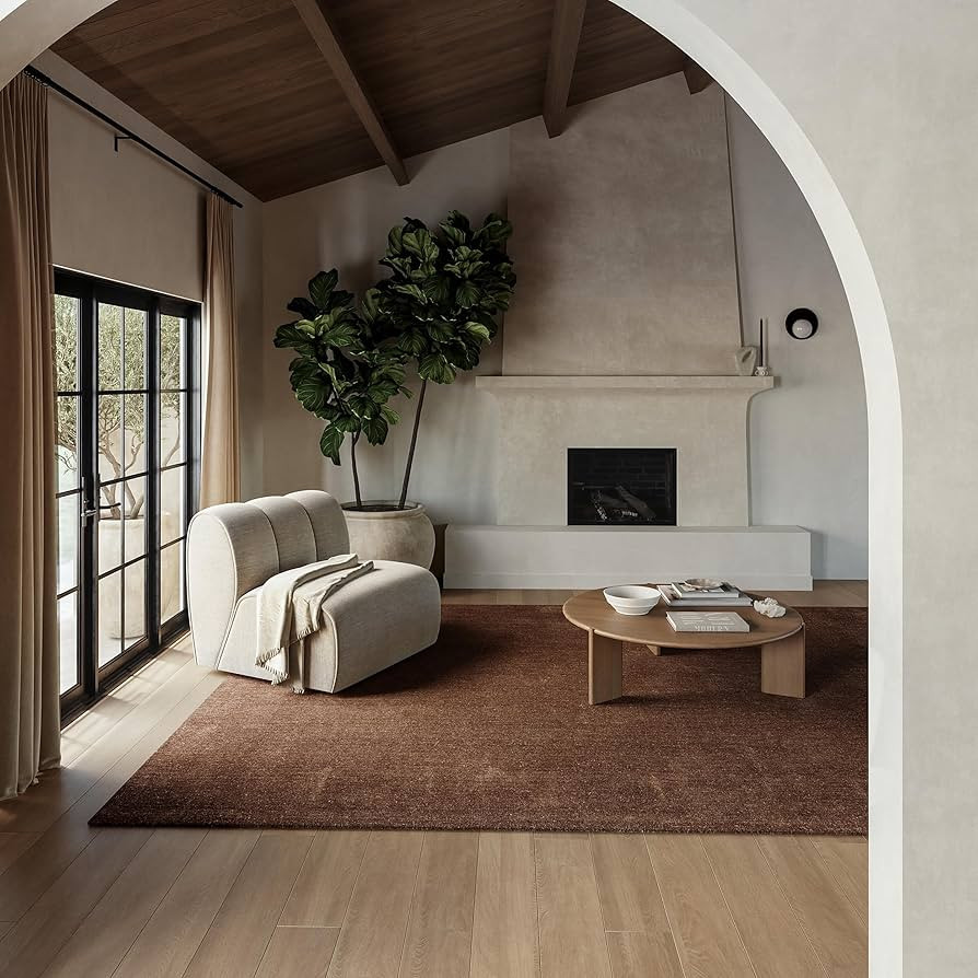 Rugs USA Maru Handmade, Dark Brown, 5' x 8', Solid, Wool, Soft and Cozy, High Traffic, Stain Resi... | Amazon (US)