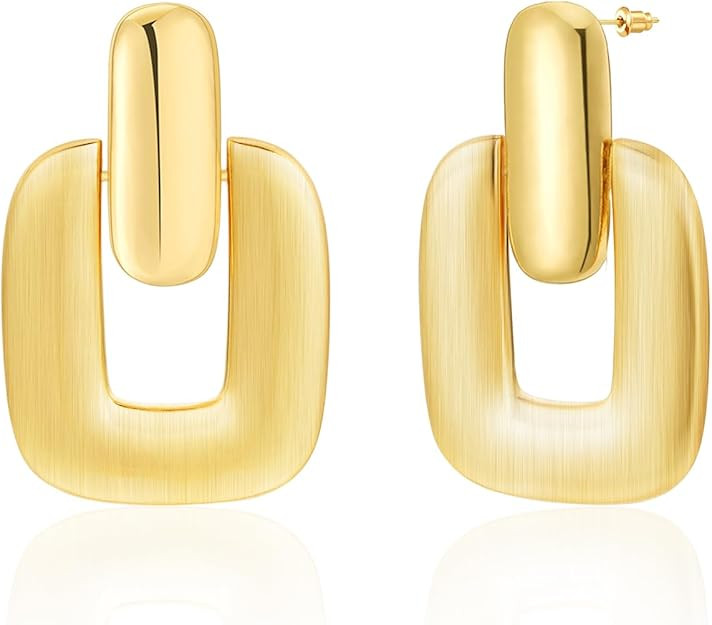 WEDDINEN Gold Silver Hoop Dangle Earrings for Women Girls - Statement Chunky Earrings, Fashion Je... | Amazon (US)