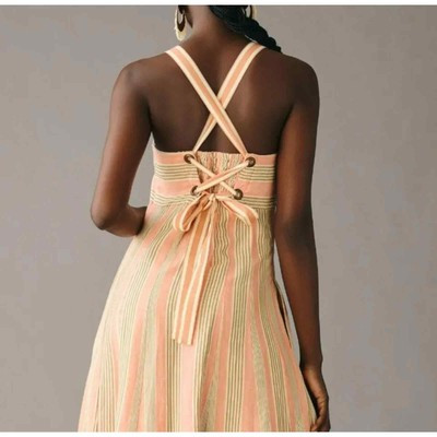 ANTHROPOLOGIE MAEVE SQUARE NECK TIE BACK A-LINE MIDI MAXI DRESS 10 SPRING $170  | eBay | eBay US