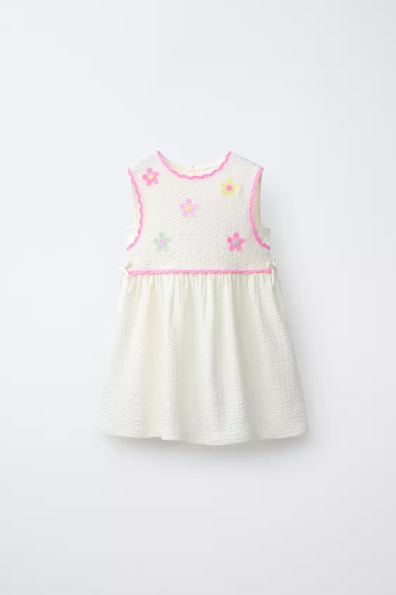 COMBINATION TEXTURED FLORAL DRESS | Zara US