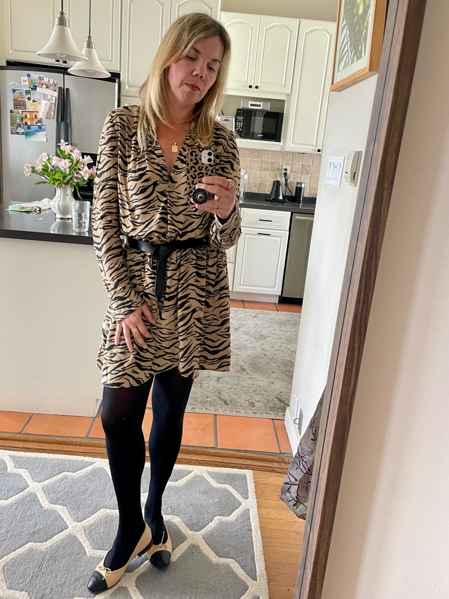 Tiger is the new leopard and I’ve linked a good #dupe for my Chanel flats #ootd #animalprint

#LTKstyletip #LTKworkwear #LTKshoecrush