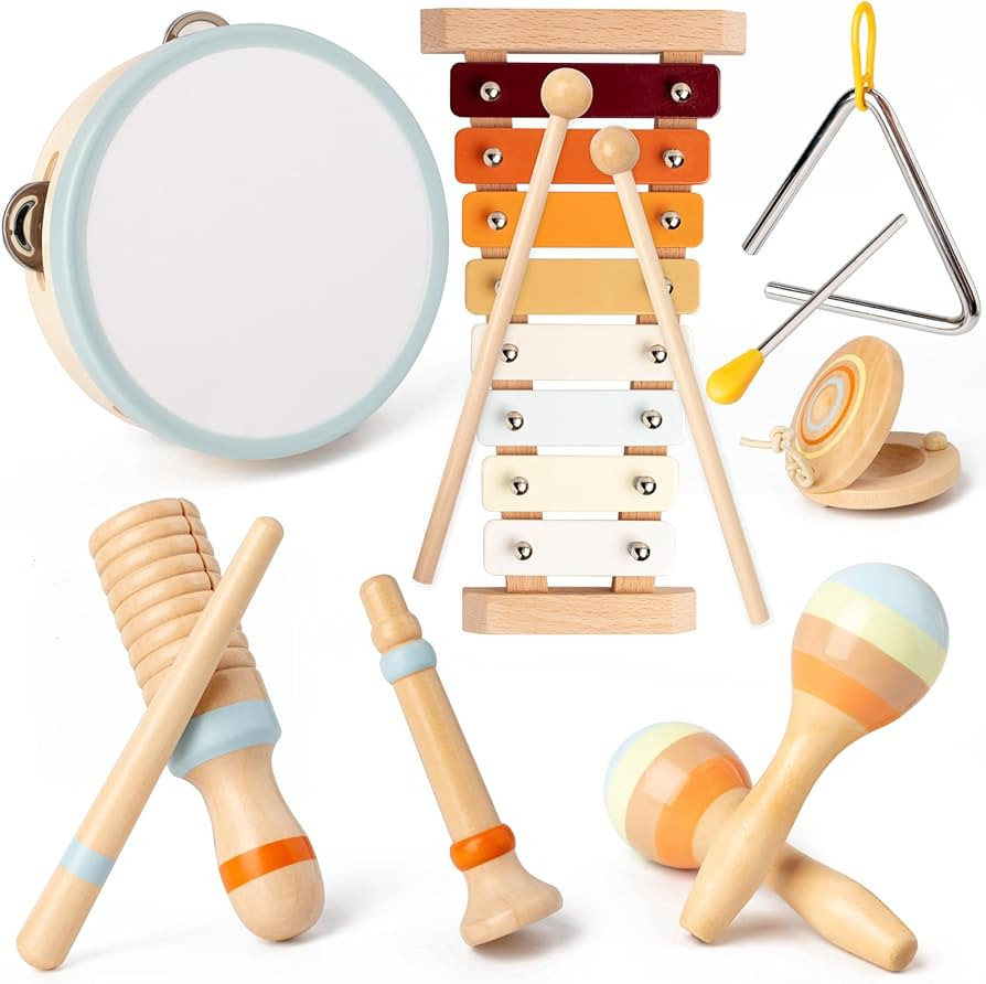 Toddler Musical Instruments, Montessori Wooden Toys for Toddlers 1-3, Wooden Percussion Instrumen... | Amazon (US)
