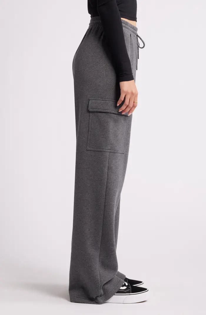 BP. Elastic Waist Wide Leg Fleece Cargo Pants | Nordstrom | Nordstrom