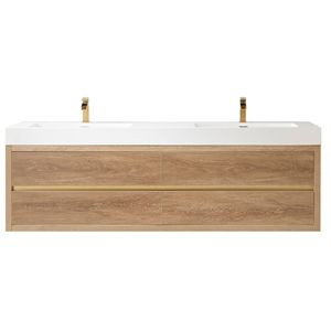 Palencia 72" Double Sink Wall-Mount Floating Wood Bathroom Vanity No Mirror | Cymax