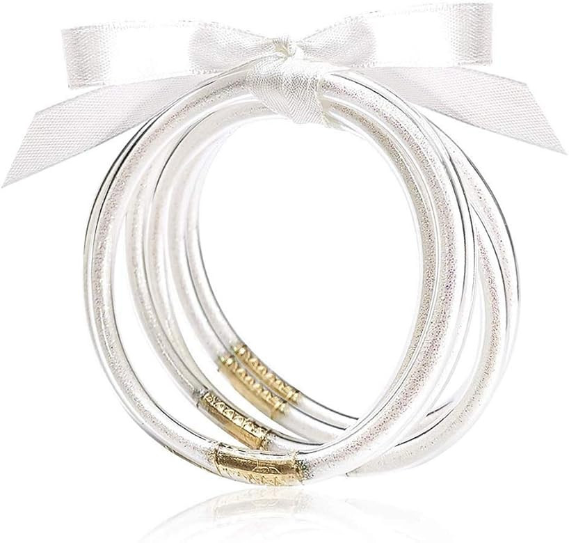 MJartoria Glitter Jelly Bangles Bracelets Set Glitter Filled Jelly Silicone Bracelets for Women G... | Amazon (US)