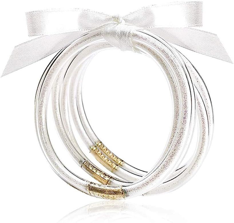 MJartoria Glitter Jelly Bangles Bracelets Set Glitter Filled Jelly Silicone Bracelets for Women G... | Amazon (US)