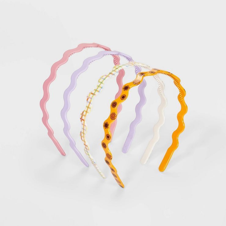 Girls' 4pk Wavy Headband Set - art class™ Pink/Yellow | Target