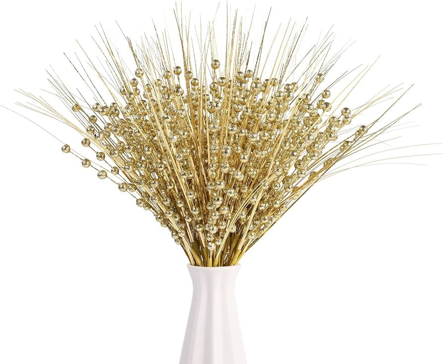 SHACOS 48pcs Christmas Glitter Berry Stems Artificial Berries Branches for Christmas Tree Picks 1... | Amazon (US)