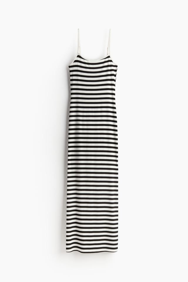 Ribbed Maxi Dress - Cream/striped - Ladies | H&M US | H&M (US + CA)