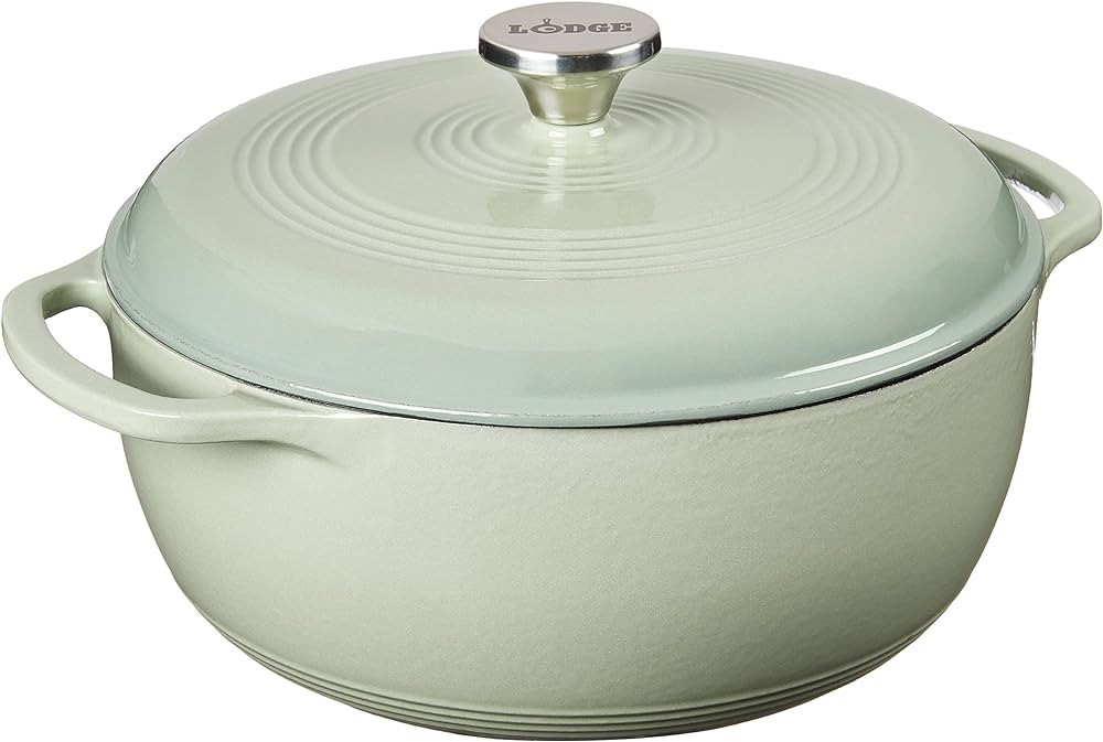 Lodge 6 Quart Enameled Cast Iron Dutch Oven with Lid – Dual Handles – Oven Safe up to 500° F... | Amazon (US)